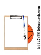 Clipboard and basketball