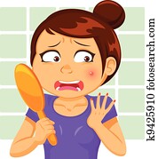 mujer, con, un, grano