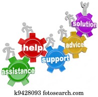 People on Gears Helping Each Other to Reach Solution