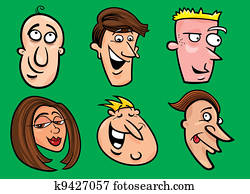 set, od, výstižný, zaludnit faces