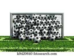 מטרה, מלא, של, כדורים של כדורגל