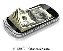 dollars inside smart phone dollars inside smart phone