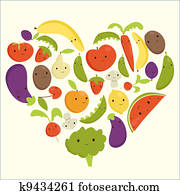 Fruits and vegetables heart shape Fruits and vegetables heart shape