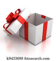 open gift box over white background open gift box over white background
