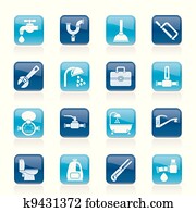 plumbing objects and tools icons plumbing objects and tools icons