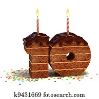 מספר, עשרה, עצב, עוגה של שוקולד