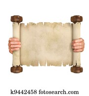 hands opening the parchment scroll hands opening the parchment scroll
