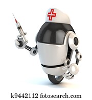 robot nurse holding the syringe 