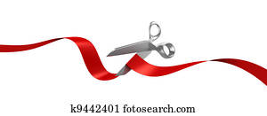 scissors cutting red ribbon scissors cutting red ribbon