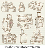 Set of Vintage Suitcases - for design and scrapbook in vector Set of Vintage Suitcases - for design and scrapbook in vector