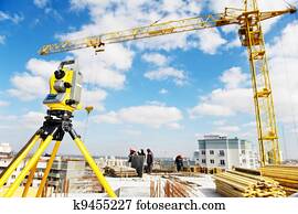 surveyor equipment theodolite at construction site