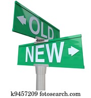 בחר, ישן, או, חדש, 2-way, סימן של רחוב, להצביע, חיצים