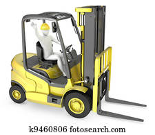 Abstract white man in a fork lift truck Abstract white man in a fork lift truck