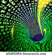 Currency Symbols Glowing In Yellow Showing Exchange Rates And Finance