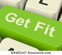 Get Fit Computer Key Showing Exercise And Working Out For Fitnes Get Fit Computer Key Showing Exercise And Working Out For Fitnes