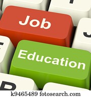 Job And Education Computer Keys Shows Choice Of Working Or Studying Job And Education Computer Keys Shows Choice Of Working Or Studying