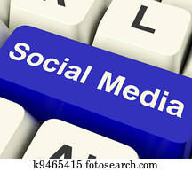 Social Media Computer Key Showing Online Community Social Media Computer Key Showing Online Community