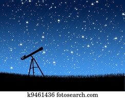 טלסקופ, על הדשא, מתחת, ה, כוכבים