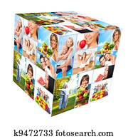 glade, sunde, folk, collage.