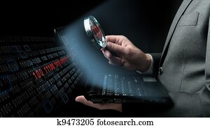 homem negócios, procurar, vírus