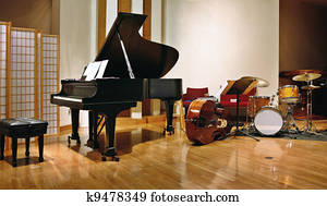 Jazz instruments on stage Jazz instruments on stage