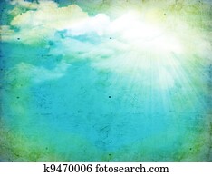 Vintage nature background with green grass and sun Vintage nature background with green grass and sun