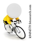 3d white people racing cyclist 3d white people racing cyclist