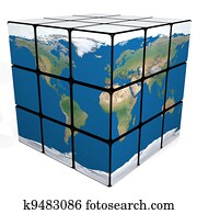 cube world blue wall