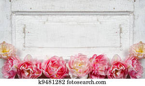 Flowers on a paneled vintage door