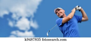 golfer, tiroteio, um, bola golfe