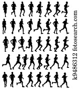 marathon runners silhouettes marathon runners silhouettes