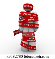 pleite, arme person, eingewickelt, in, band, eingeschlossen, in, schuld
