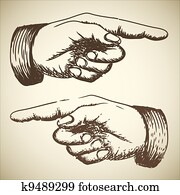 Vector Vintage Pointing Fingers Clipart | k8940044 | Fotosearch