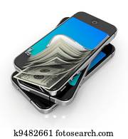 חכם, טלפן, עם, כסף., נייד, תשלום, concept.