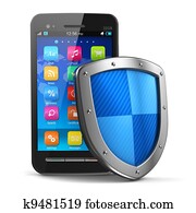 נייד, בטחון, ו, antivirus, הגנה, מושג