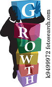 Business person stack up Growth cubes
