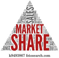 cuota de mercado, concepto, en, etiqueta, nube