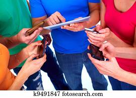 Human hands with tablet and smartphone. Human hands with tablet and smartphone.