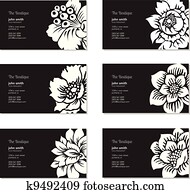 vektor, blomstrede, branche card, sæt