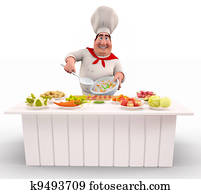 טבח, בישול, אורז, עם, ירקות