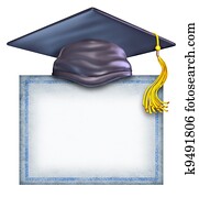 טקס, כובע, עם, a, טופס, תעודה