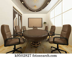 buero, mit, stühle, in, büro, interior., arbeitsplatz