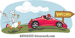 cozinheiro, perseguindo, peru, -, ação graças