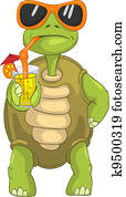 Funny Turtle Drinking Cocktail. Funny Turtle Drinking Cocktail.