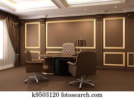 Furniture in wooden office interior Furniture in wooden office interior