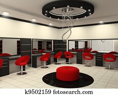 Luxurious interior of a beauty salon with creative ceiling Luxurious interior of a beauty salon with creative ceiling