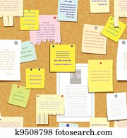 seamless cork bulletin board with notes, advertise