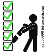 símbolo, gente, con, lista de verificación