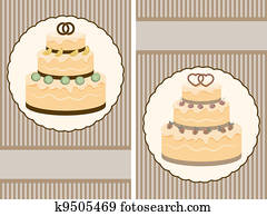 two vector retro wedding invitation with big wedding cake two vector retro wedding invitation with big wedding cake