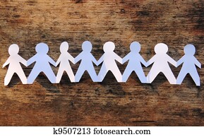 zbor, od, paper retaz, zaludnit holding hands